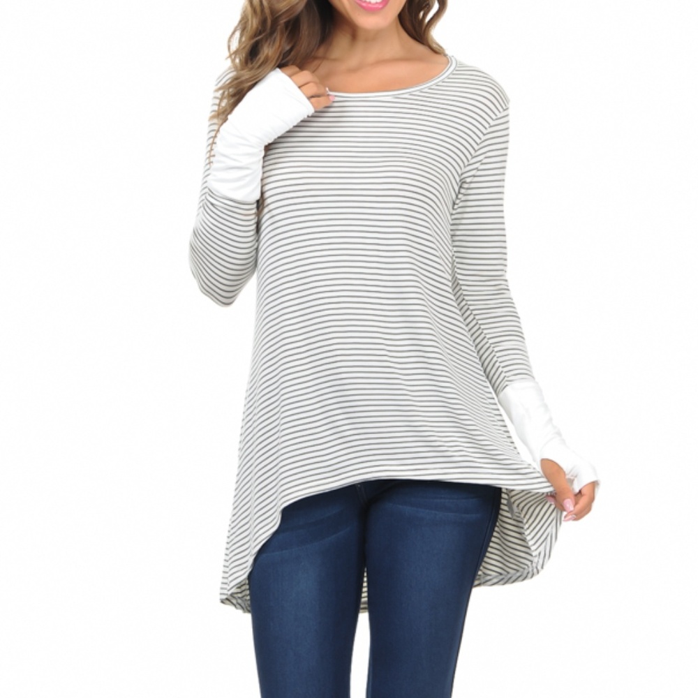 STRIPE TUNIC WITH THUMB HOLE